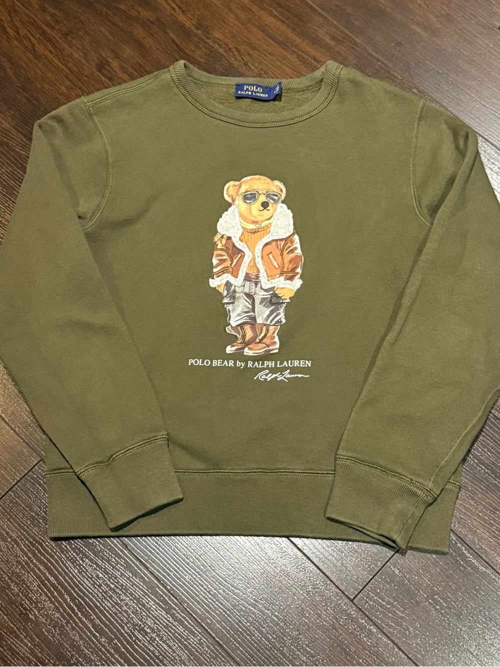 Ralph Lauren POLO Bear “Aviator” Textured Crewneck Sweater Women’s Size M Green